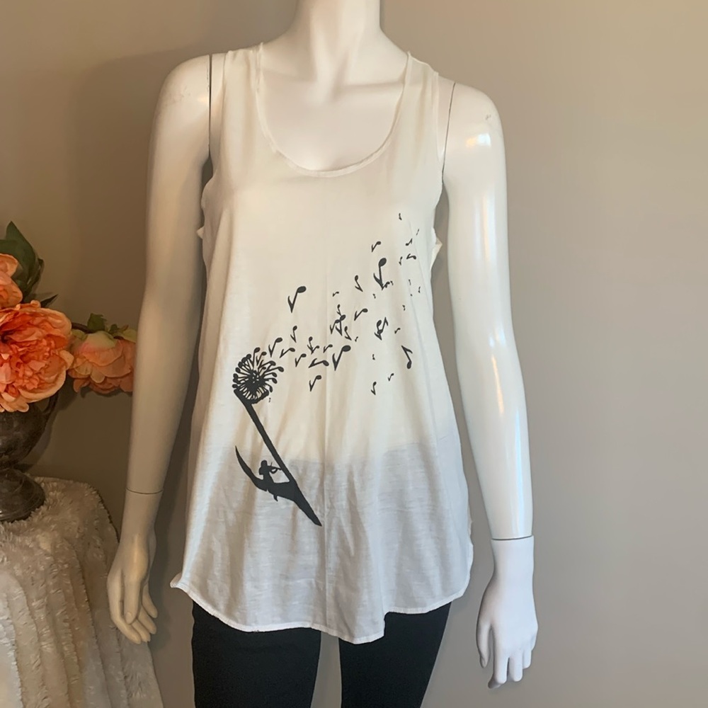 Musical graphic print lightweight tank top S